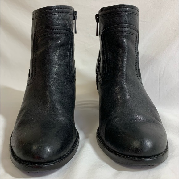 Arturo Chiang Black Leather Boots chunky heel, block heel, zipper, western, 6 - Picture 2 of 16